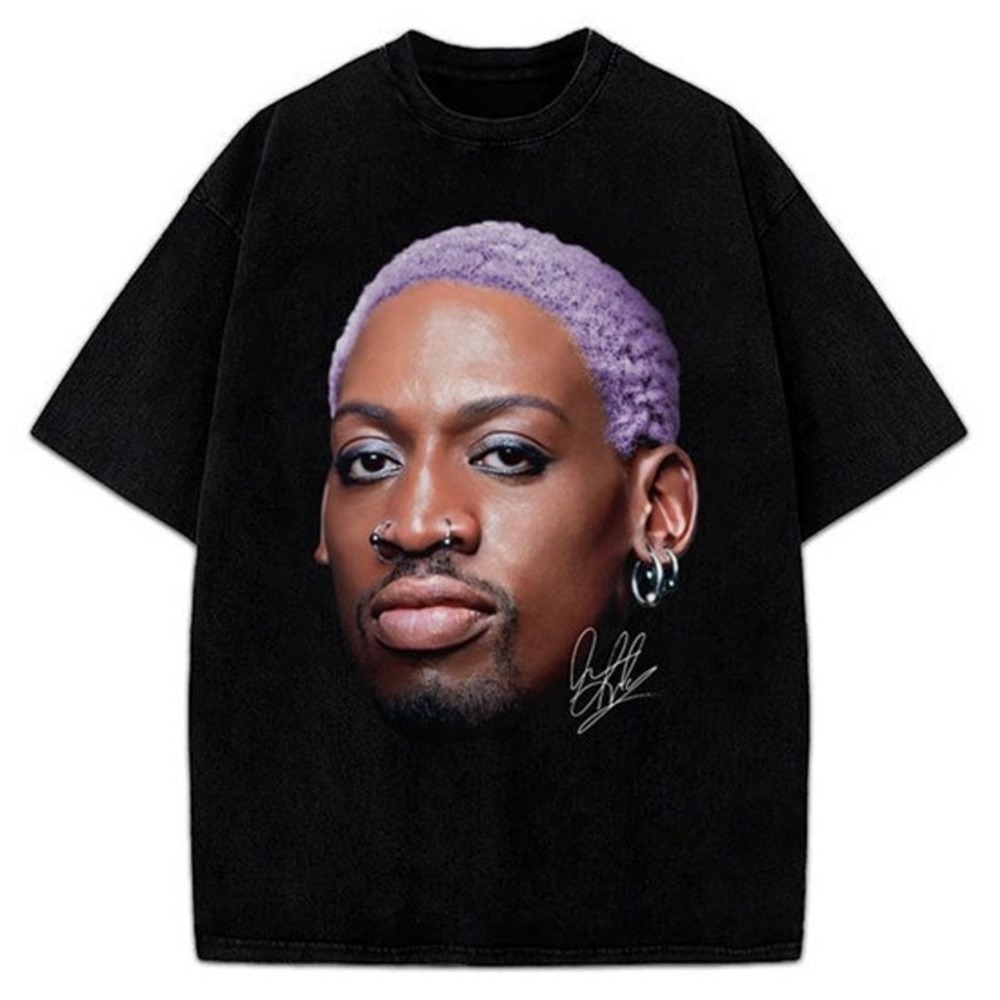 Dennis Rodman Purple Hair Rodzilla Flamboyant 90S   Retro Tshirt